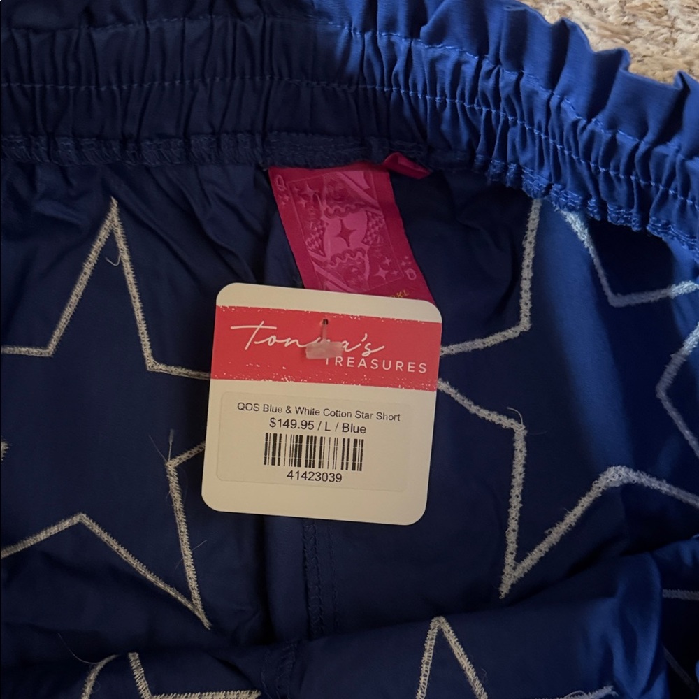 NWT QUEEN OF SPARKLES Red stripe top and blue star shorts LG in both - Picture 3 of 6